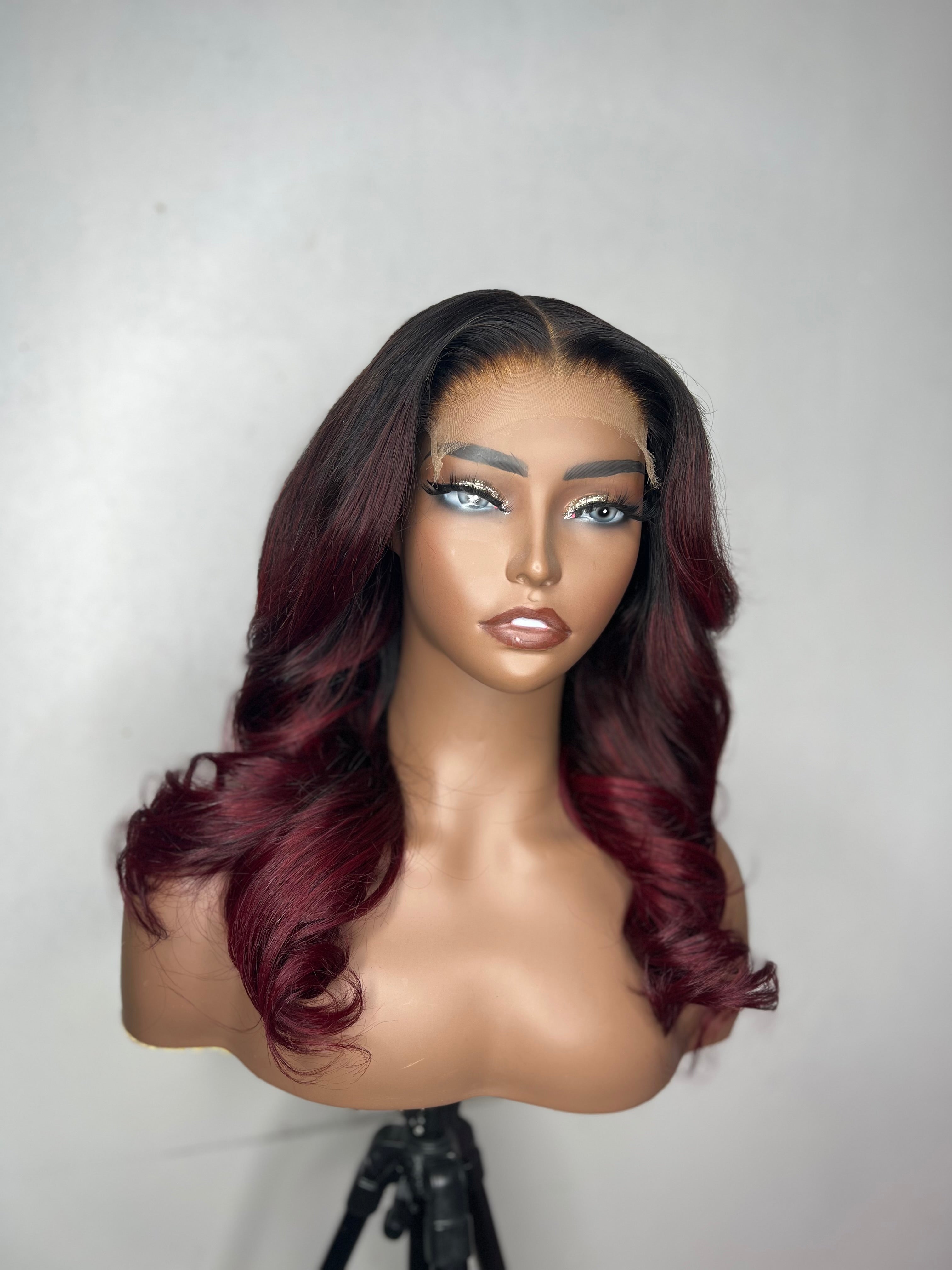 Red Ombré Glueless Wig